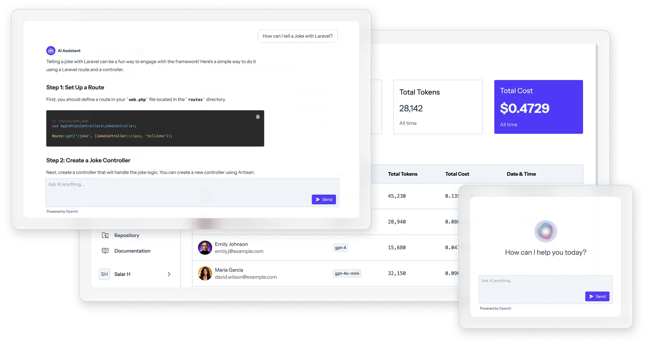 A clean, modern dashboard with key SaaS metrics
