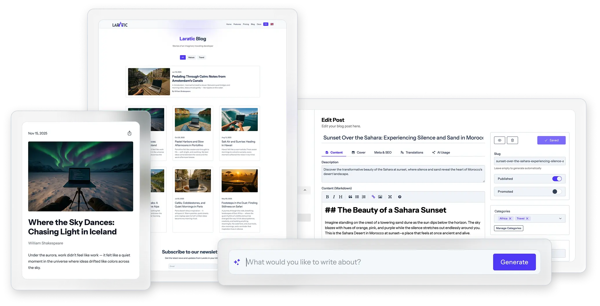 A clean, modern dashboard with key SaaS metrics