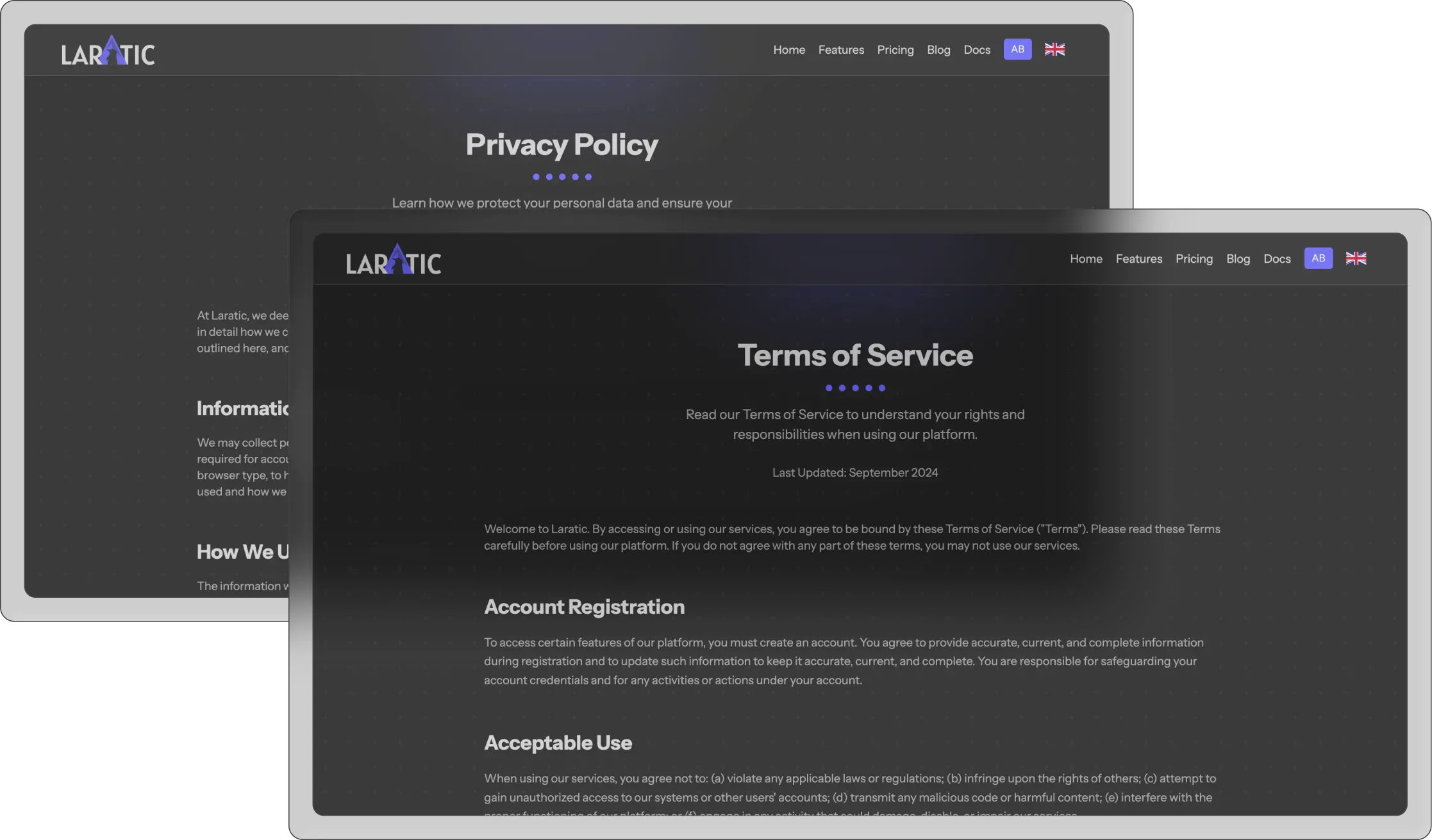 Privacy & Terms Pages
